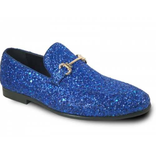Royal Blue Sparkle Slip-on Tuxedo Shoes